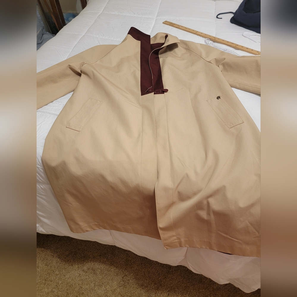 Vtg 1980s Etienne Aigner Reversible Trench Coat  Khaki/Oxblood Size 12